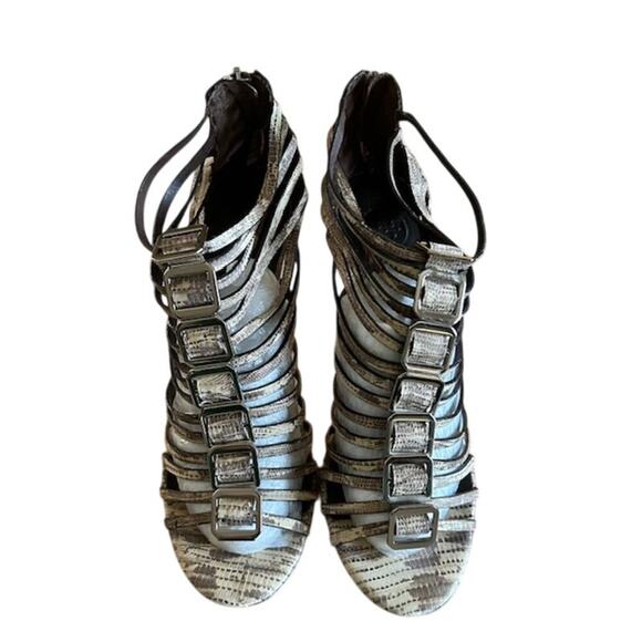 Tory Burch Strappy All Leather Snakeskin Heels – Size 10 - Picture 2 of 9